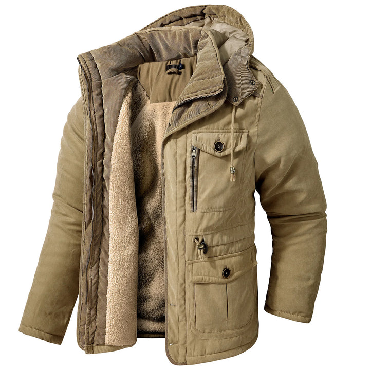 Milburn | Men's Fleeced Lined Parka Jacket - Color:Khaki;Size:XS