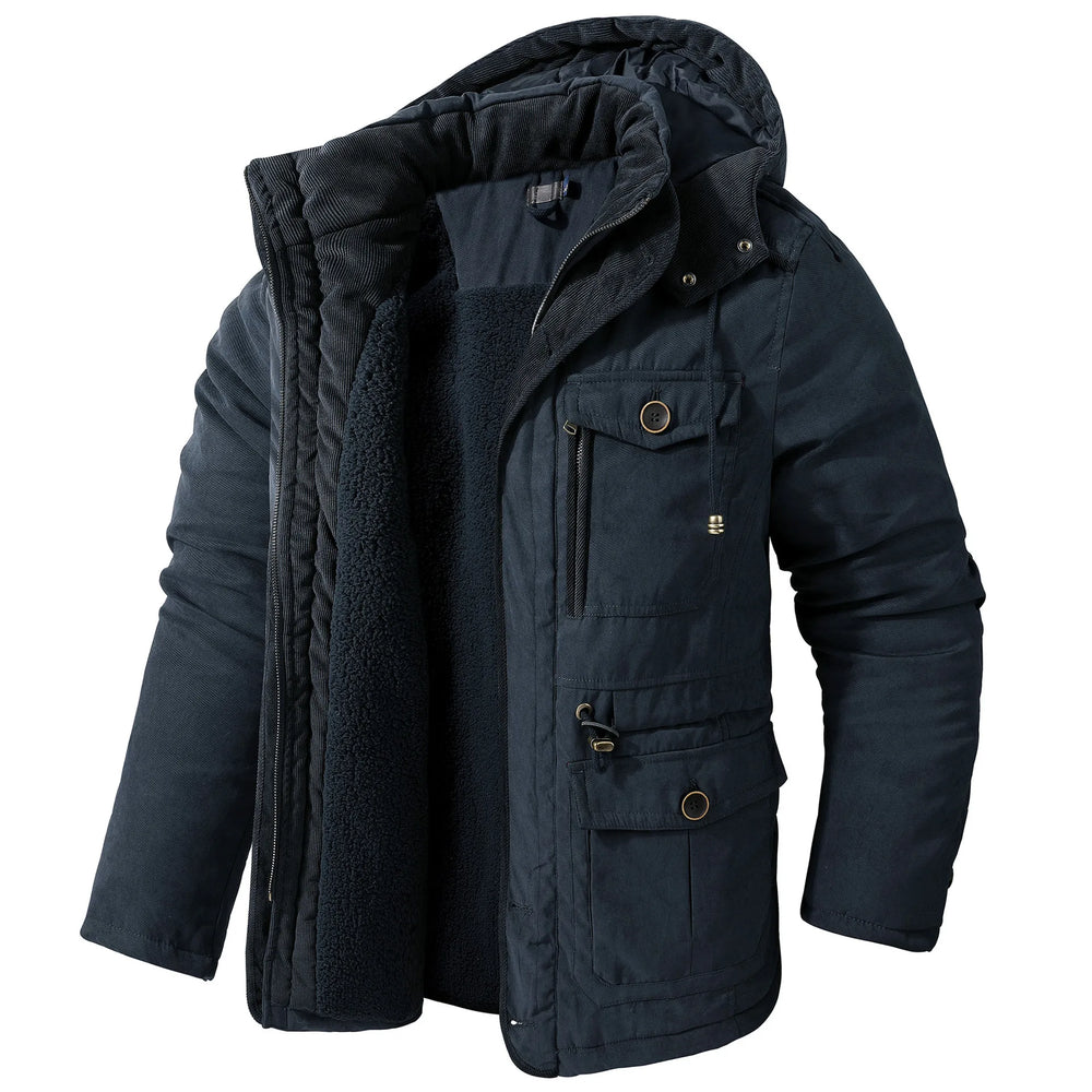 Milburn | Men's Fleeced Lined Parka Jacket - Color:Navy Blue;Size:XS