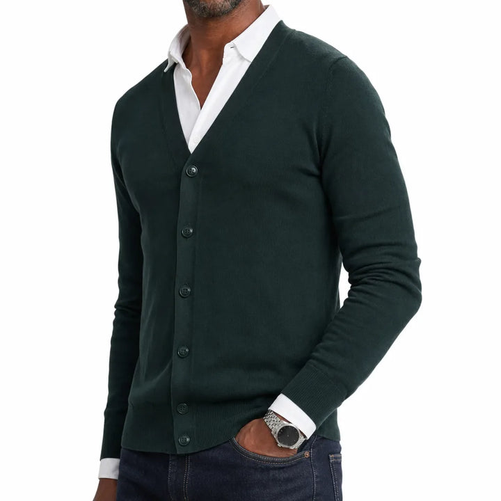 Men's Black Miles V Neck Cardigan