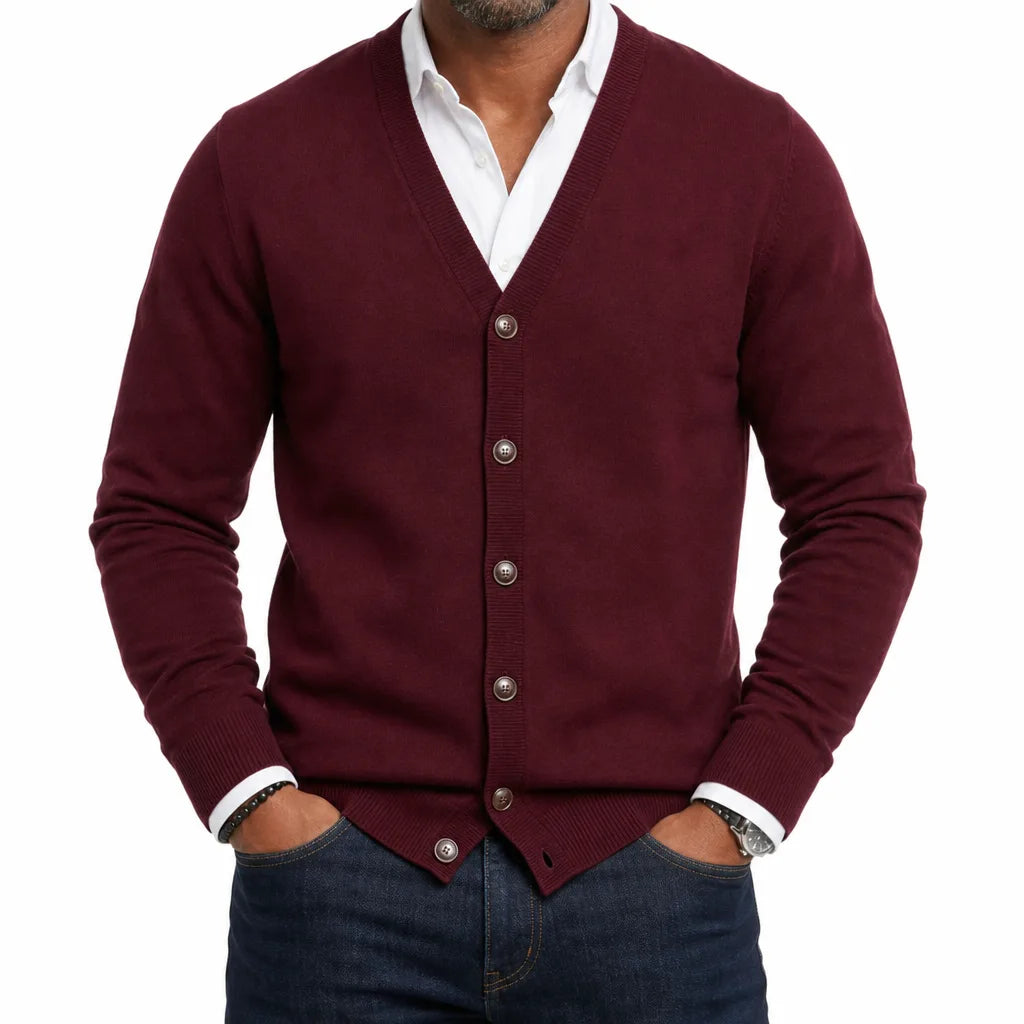 Miles V Neck Cardigan - Color:Red;Size:XS