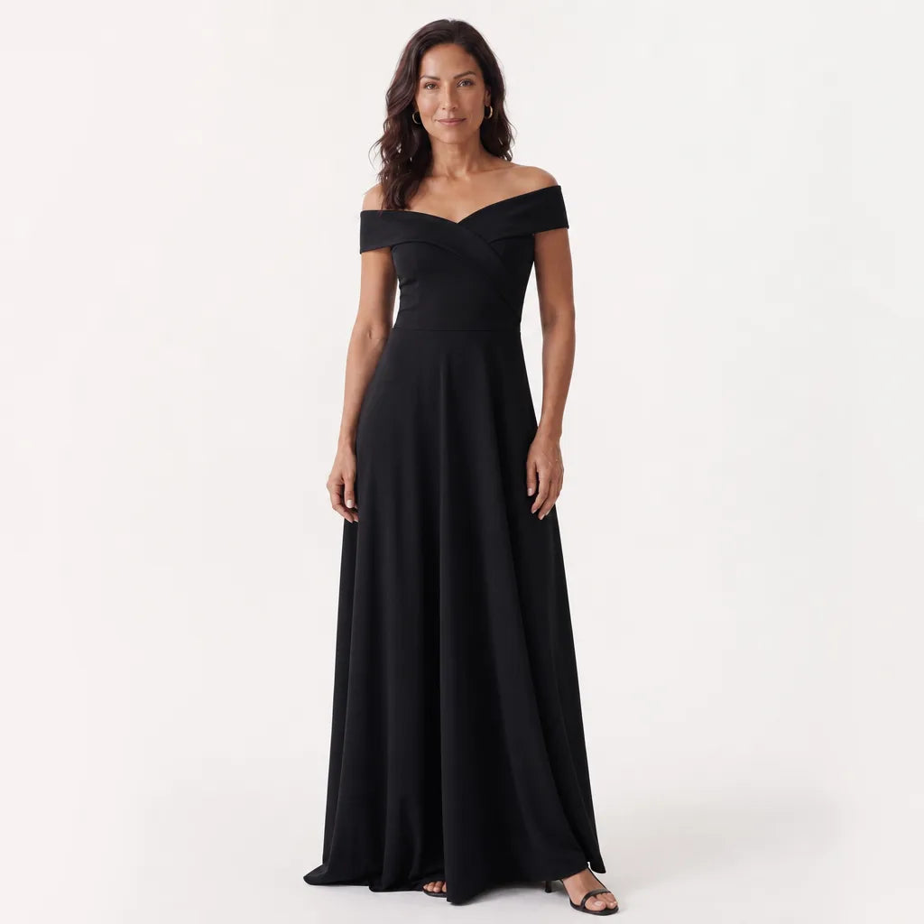 Miley Off-Shoulder Gown - Color:Black;Size:XS