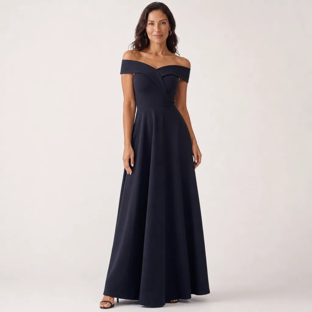 Miley Off-Shoulder Gown - Color:Blue;Size:XS