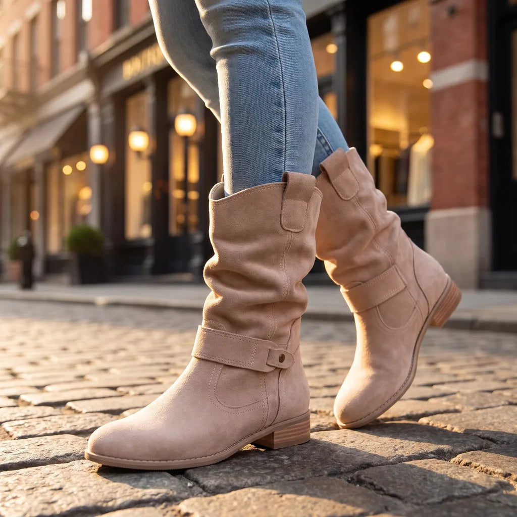 Women's Beige Ashby Ruched Ankle Boots
