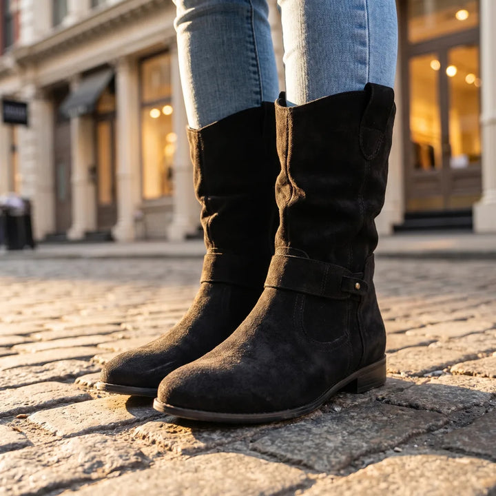 Women's Black Ashby Ruched Ankle Boots