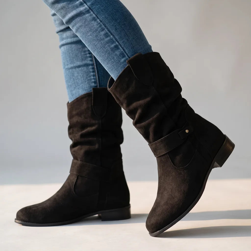 Mirabel | Women's Fall Western Ankle Boots - Color:Black;Size:35