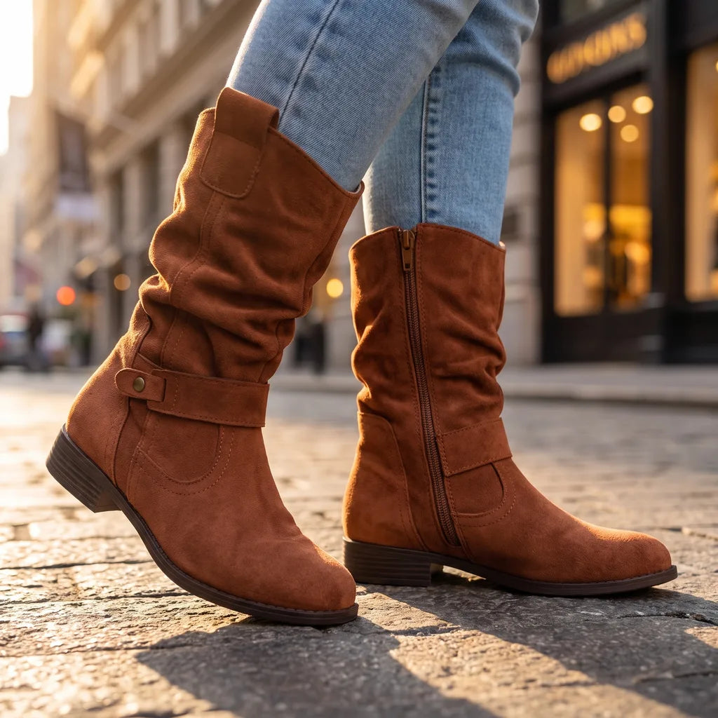 Women's Brown Ashby Ruched Ankle Boots