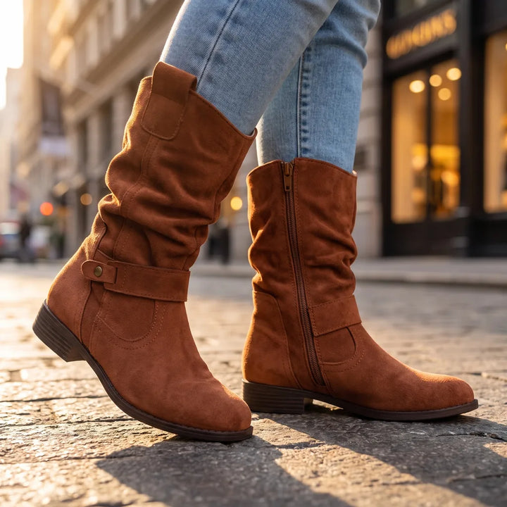 Women's Brown Ashby Ruched Ankle Boots