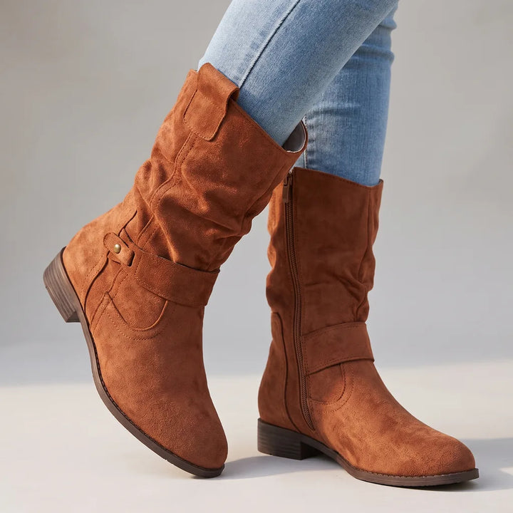 Mirabel | Women's Fall Western Ankle Boots - Color:Brown;Size:35