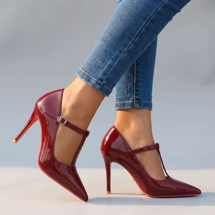 Misha | Women's Mary Jane Stiletto Heels  - Color:Burgundy;Size:35