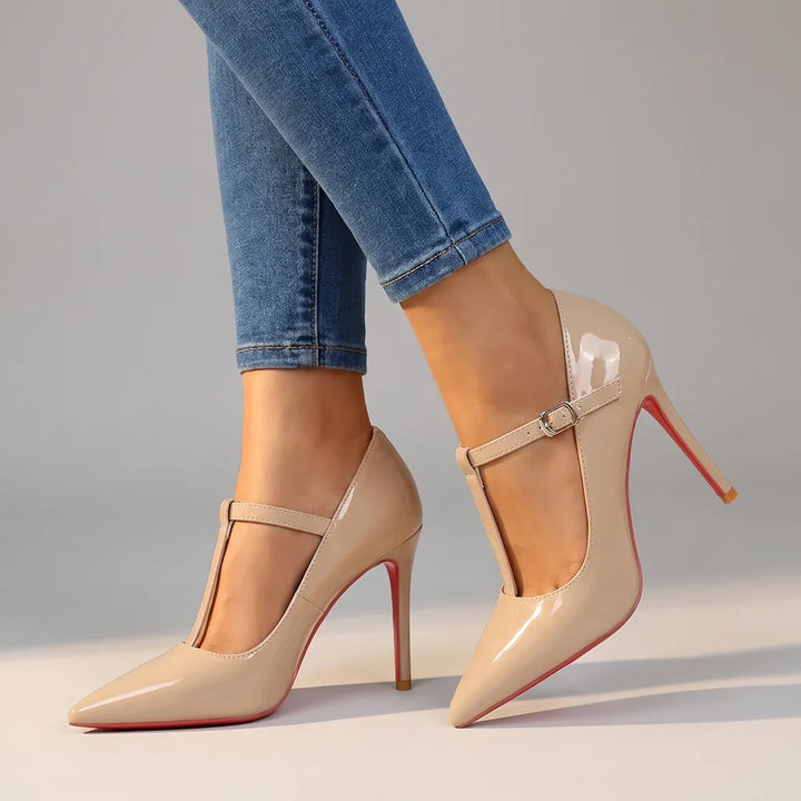 Women's Khaki Navarro T-Strap Pumps