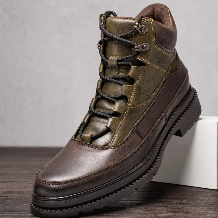 Men's Brown and Khaki Devlin Leather Work Boots