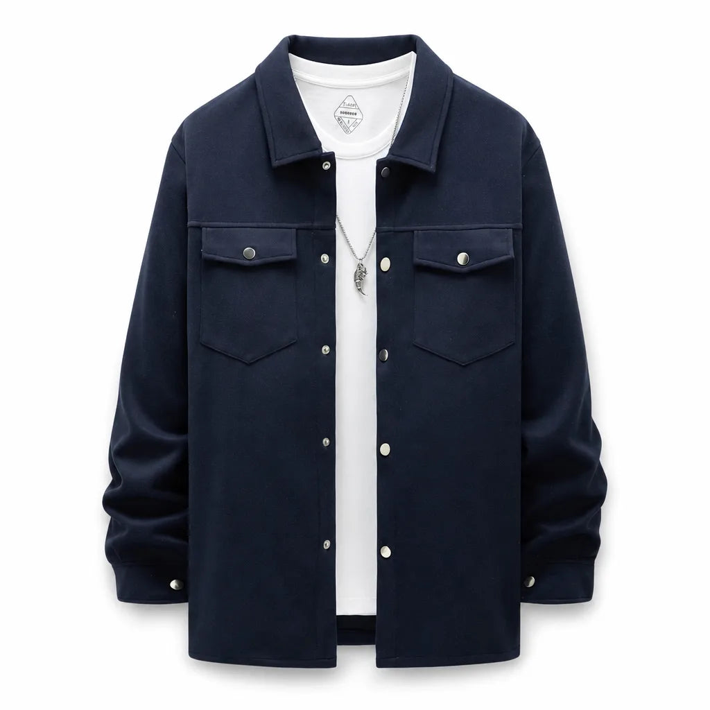 Moses Button-Front Jacket - Color:Blue;Size:XS