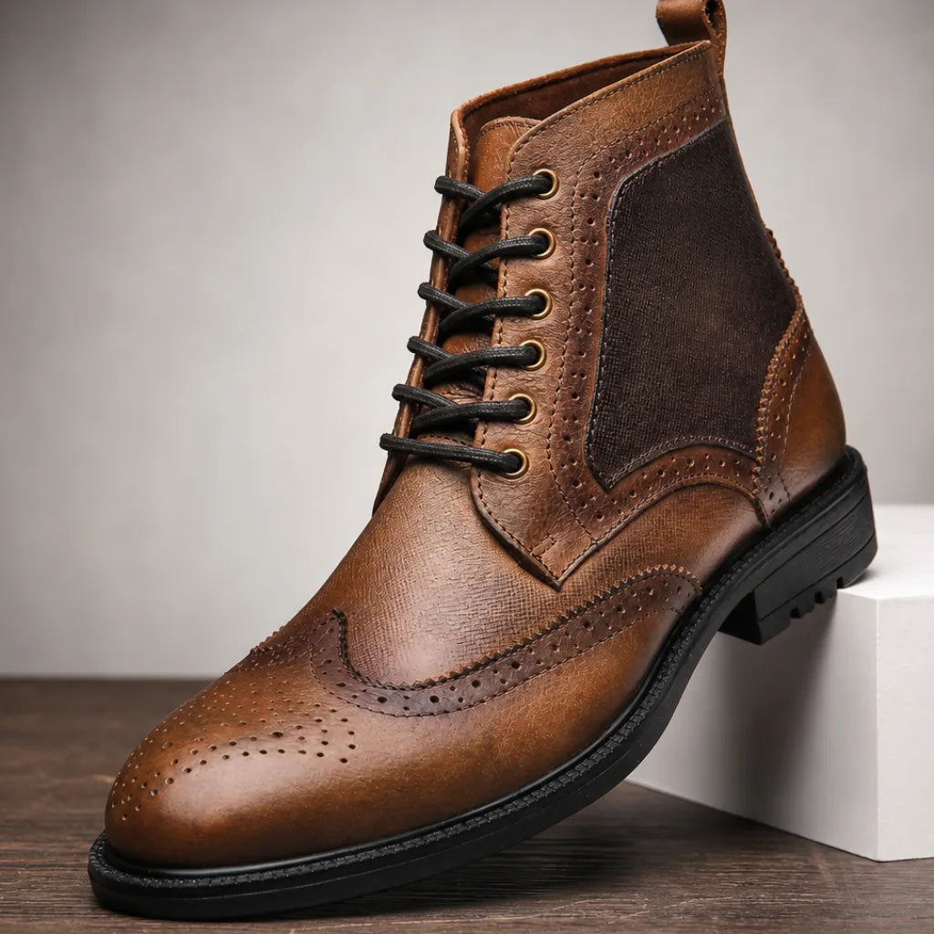 Mustang '05 Wingtip Boots - Color:Chestnut Brown;Shoe Size (US):7