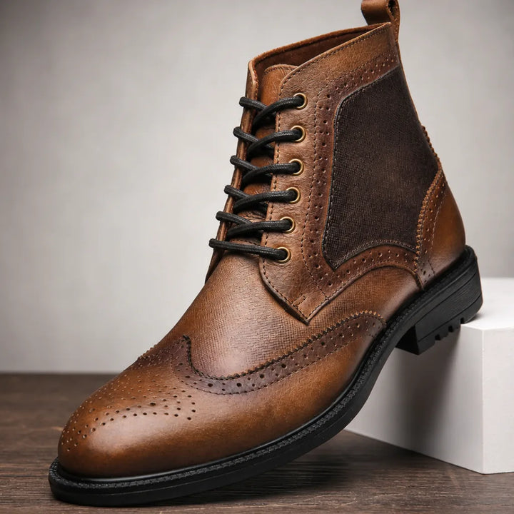 Mustang '05 Wingtip Boots - Color:Chestnut Brown;Shoe Size (US):7