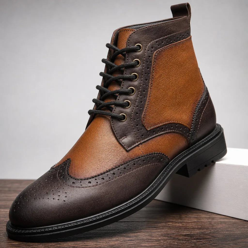 Mustang '05 Wingtip Boots - Color:Whiskey Brown;Shoe Size (US):7