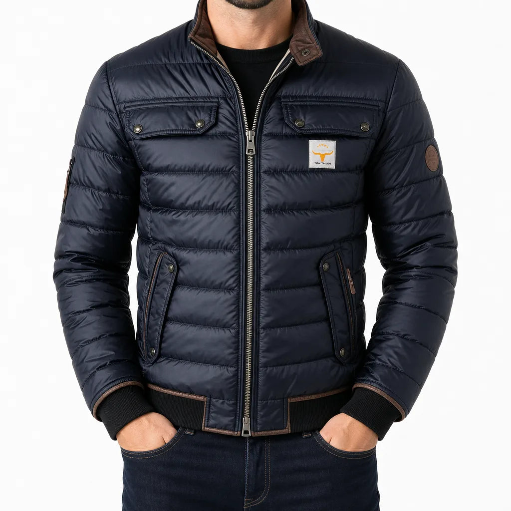 Mustang | Stylish Warm Fall Quilted Jacket - Color:Blue;Size:XS