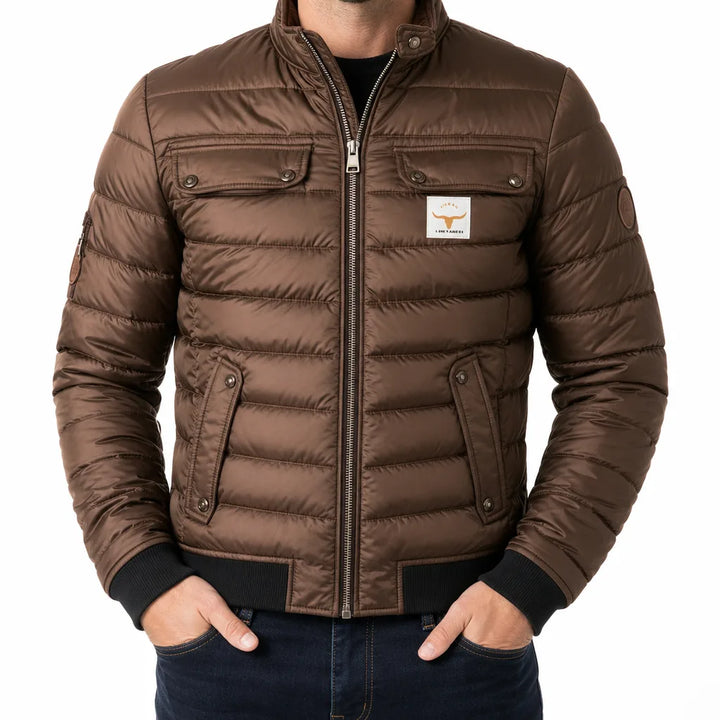 Mustang | Stylish Warm Fall Quilted Jacket - Color:Brown;Size:XS