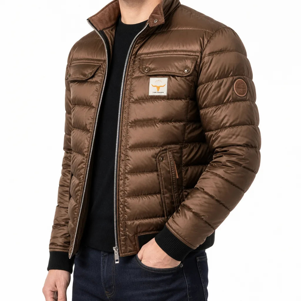 Men's Brown Ezra Quilted Zip Jacket