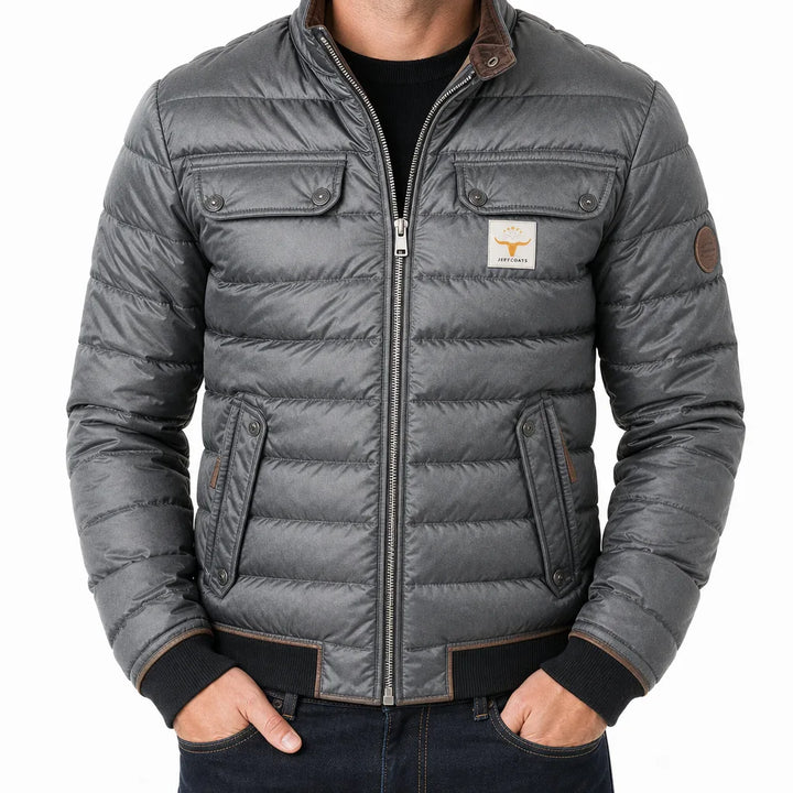 Mustang | Stylish Warm Fall Quilted Jacket - Color:Gray;Size:XS