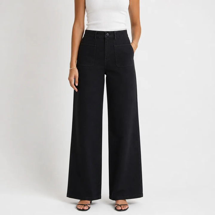 Women's Black Wells Wide Leg Jeans
