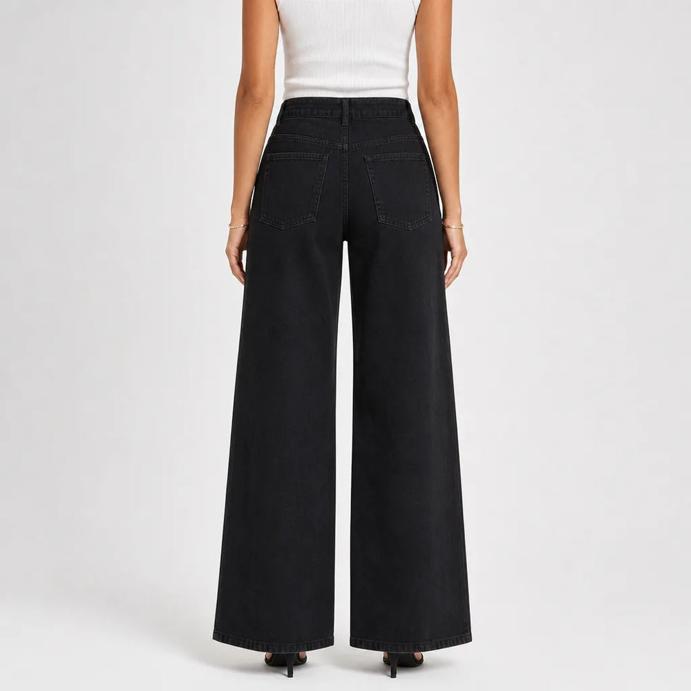Women's Black Wells Wide Leg Jeans