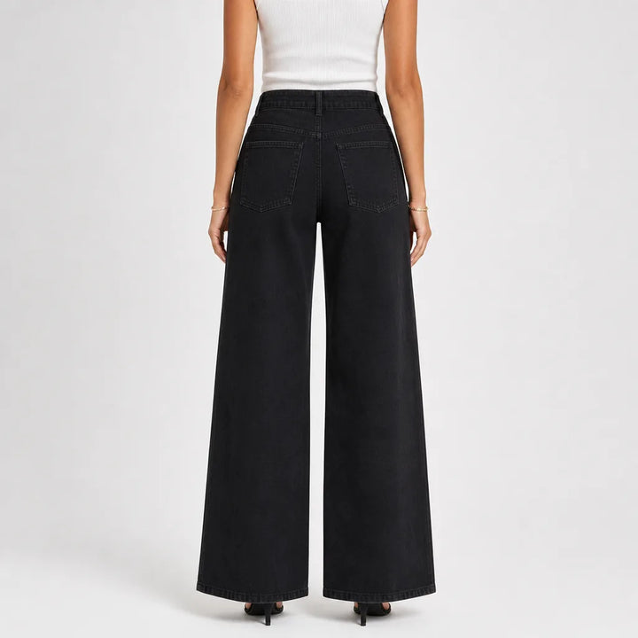 Women's Black Wells Wide Leg Jeans