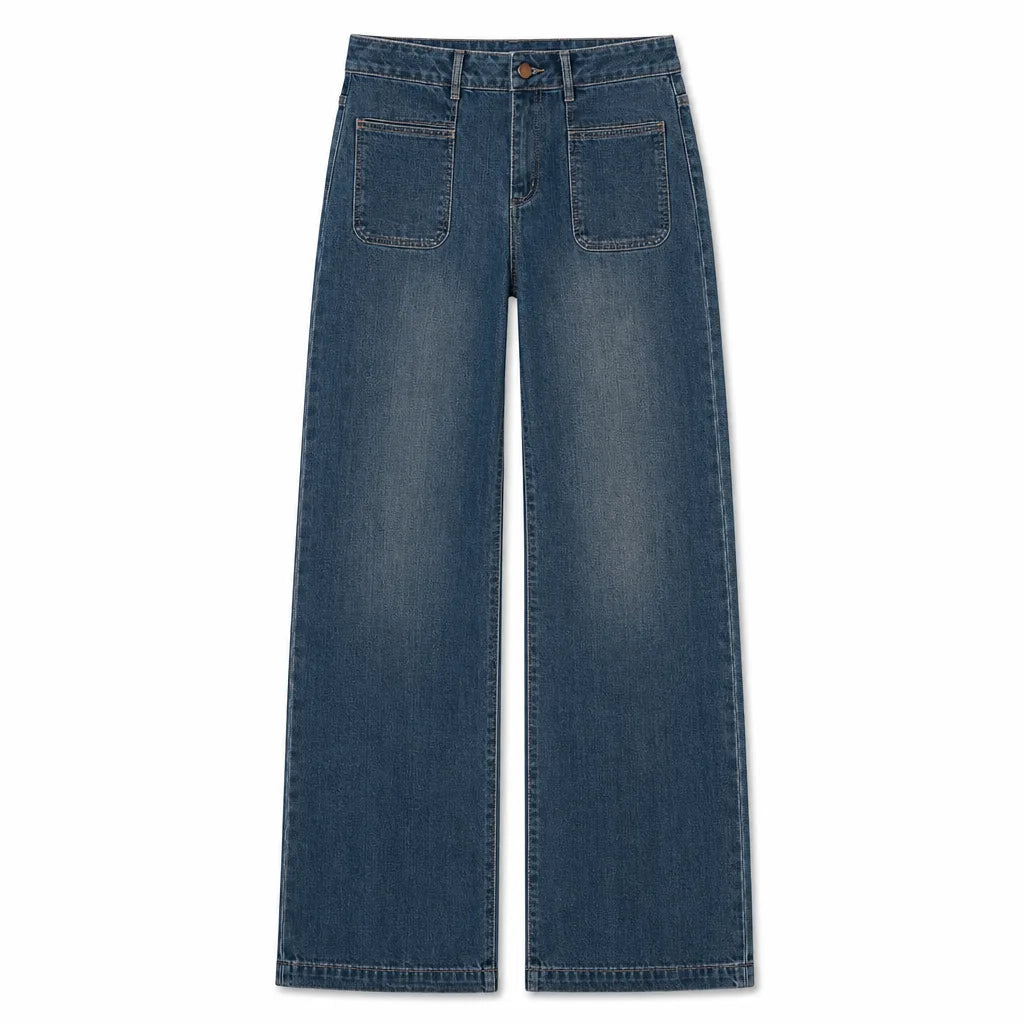 Myah Wide Leg Jeans - Color:Blue;Size:27