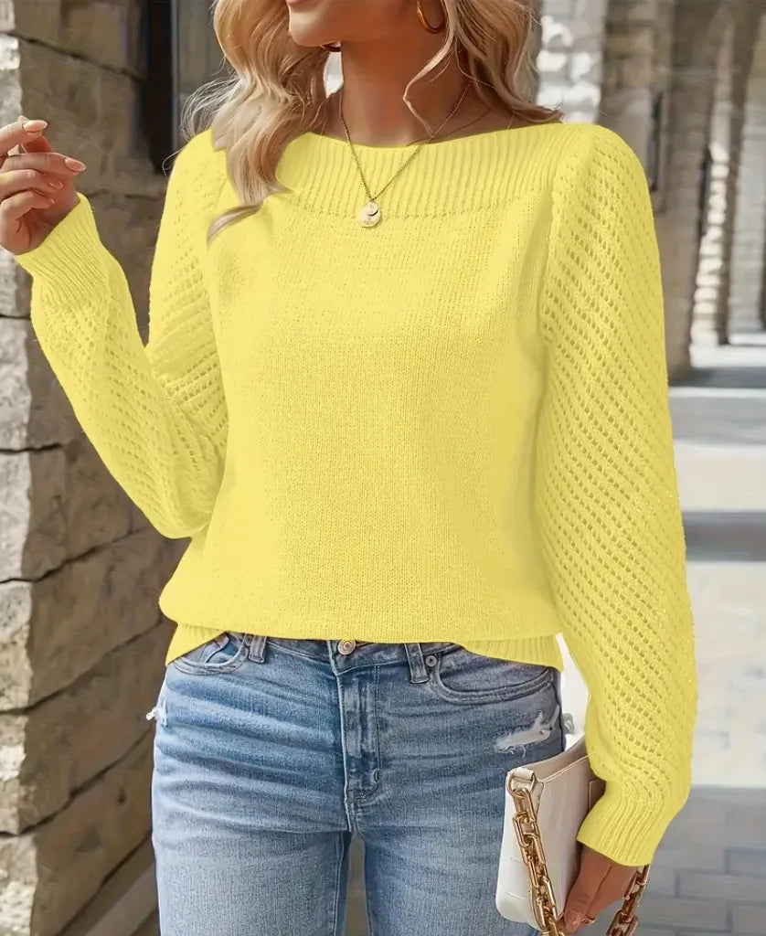 Nadia  | Women's Cozy Knit Sweater  - Size:XXS;Color:Yellow
