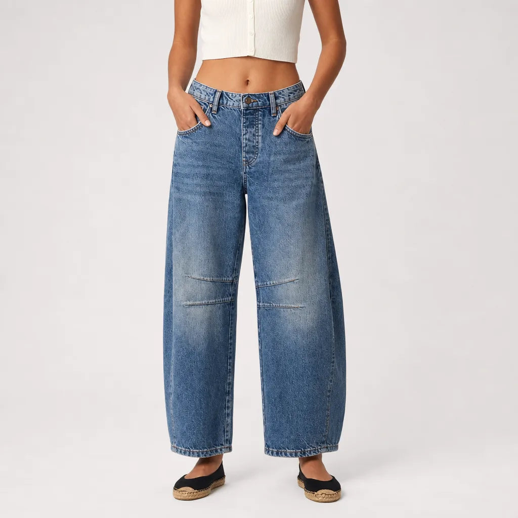 Naomi | Baggy Wide Leg Jeans - Color:Blue;Size:XS