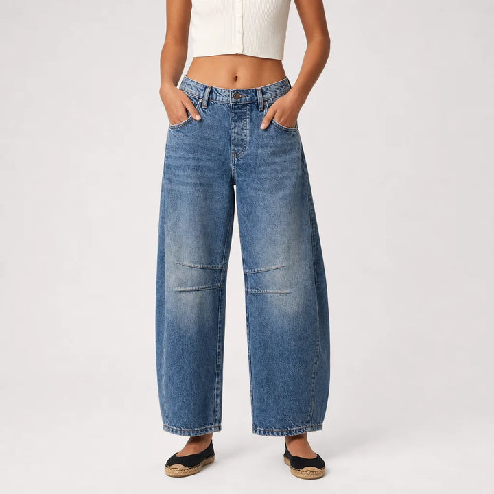 Naomi | Baggy Wide Leg Jeans - Color:Blue;Size:XS