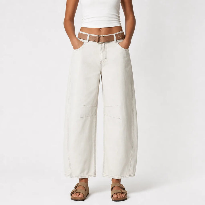 Naomi | Baggy Wide Leg Jeans - Color:White;Size:XS