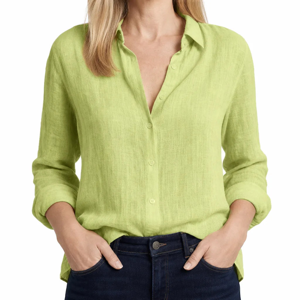 Nash | Women's Linen Button-Down Blouse - Color:Green;Size:XS