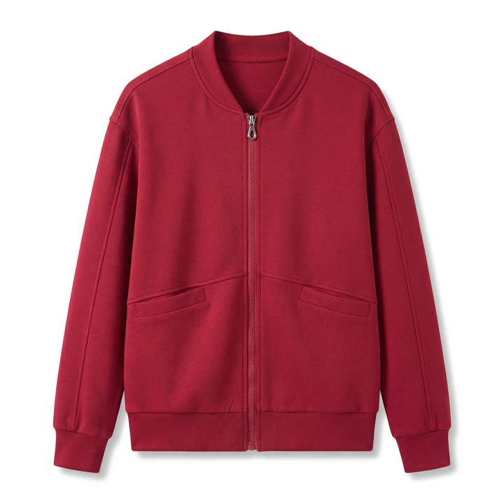 Natalia Cotton Blend Jacket - Color:Wine Red;Size:S