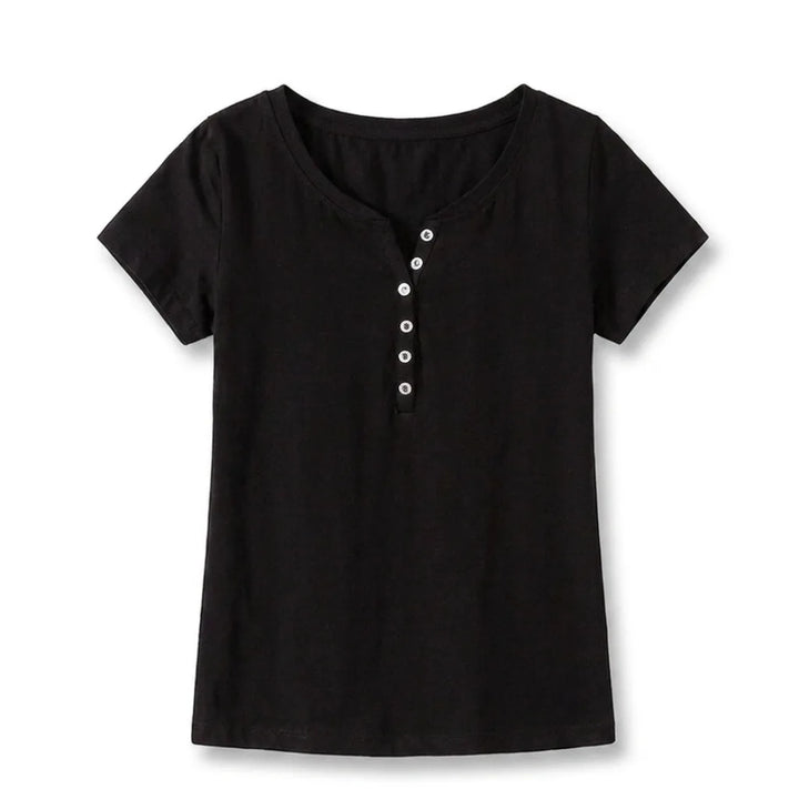 Natalia V Neck Tee - Color:Black;Size:S