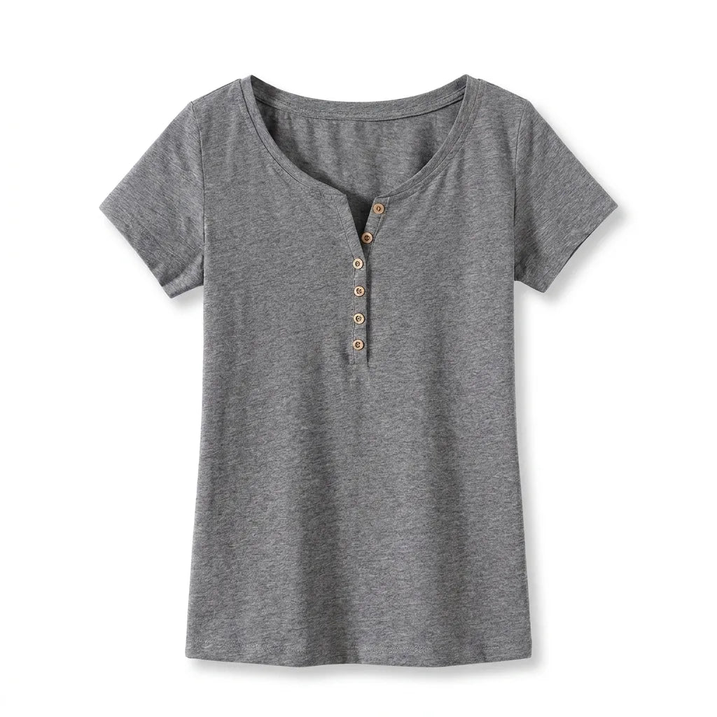 Natalia V Neck Tee - Color:Gray;Size:S