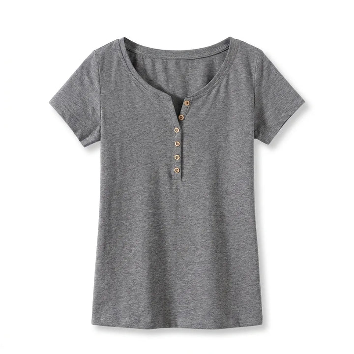 Natalia V Neck Tee - Color:Gray;Size:S