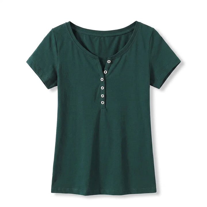 Natalia V Neck Tee - Color:Green;Size:S