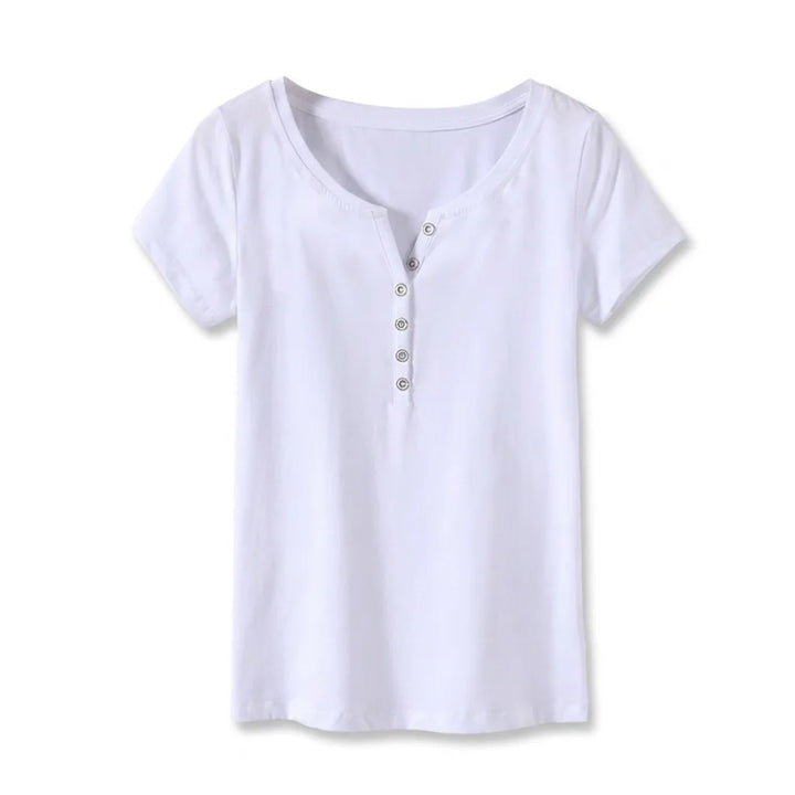 Natalia V Neck Tee - Color:White;Size:S