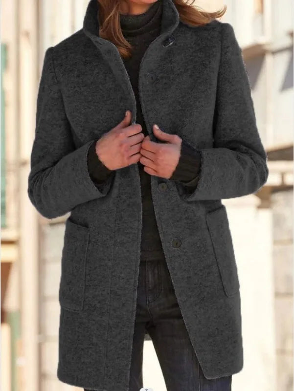 Natalie | Women's Cozy Trench Coat - Size:XS;Color:Black