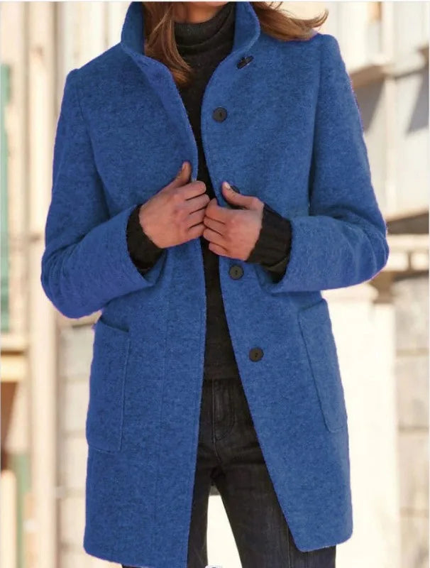 Natalie | Women's Cozy Trench Coat - Size:XS;Color:Blue