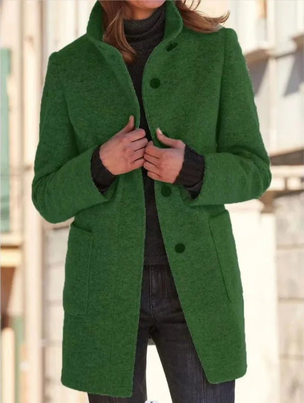 Natalie | Women's Cozy Trench Coat - Size:XS;Color:Dark Green