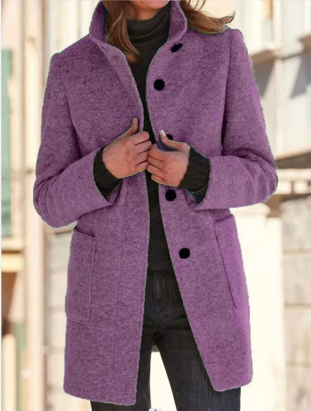 Natalie | Women's Cozy Trench Coat - Size:XS;Color:Light Purple