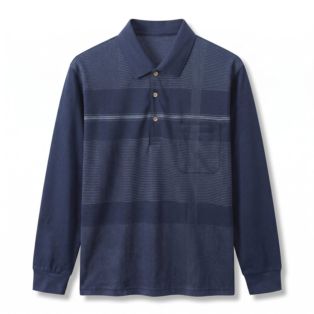 Elliot Striped Polo - Color:Navy;Size:S