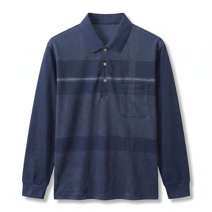 Elliot Striped Polo - Color:Navy;Size:S