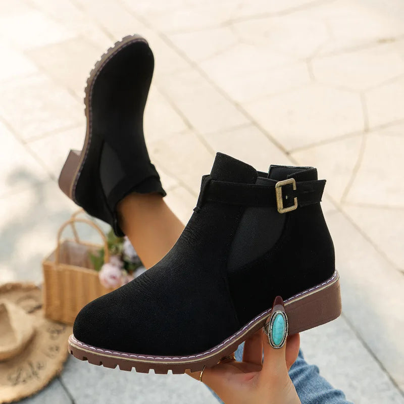 Neha  | Women's Orthopedic Ankle Boots - Color:Black;Size:35