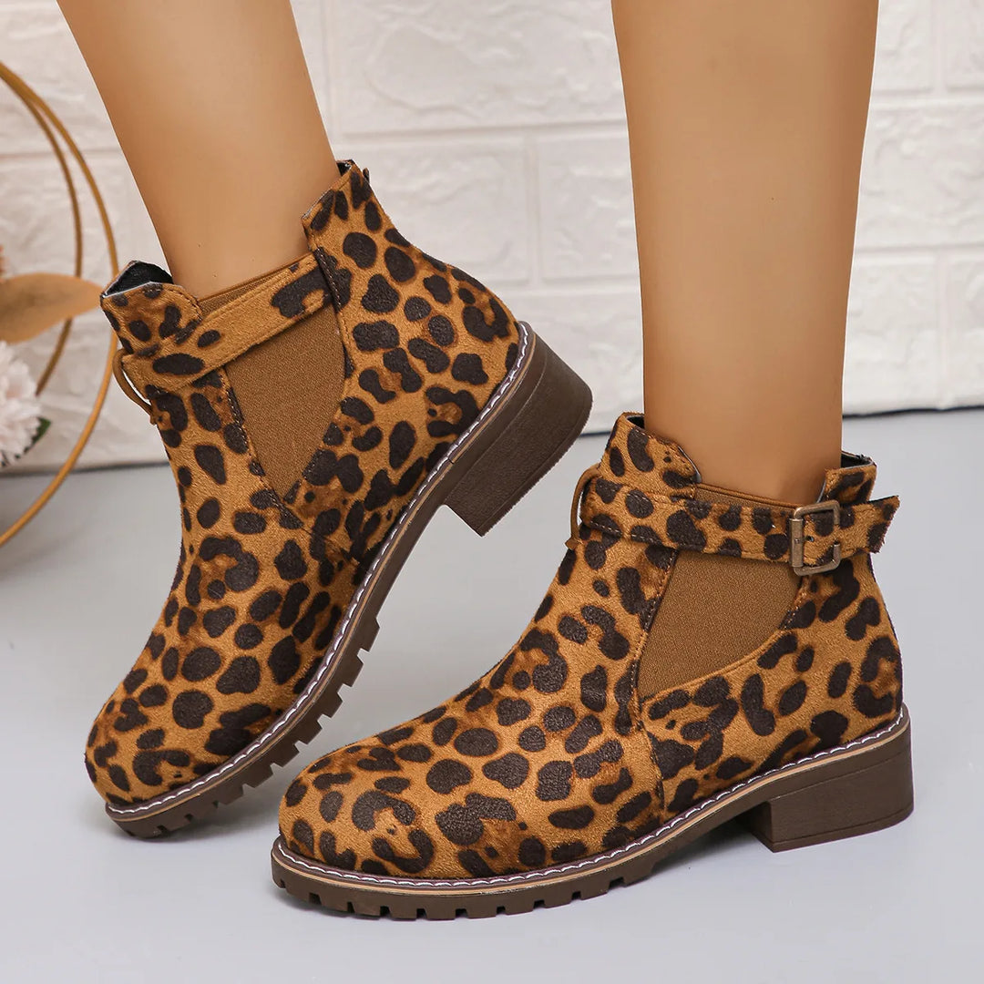 Neha  | Women's Orthopedic Ankle Boots - Color:Leopard print;Size:35