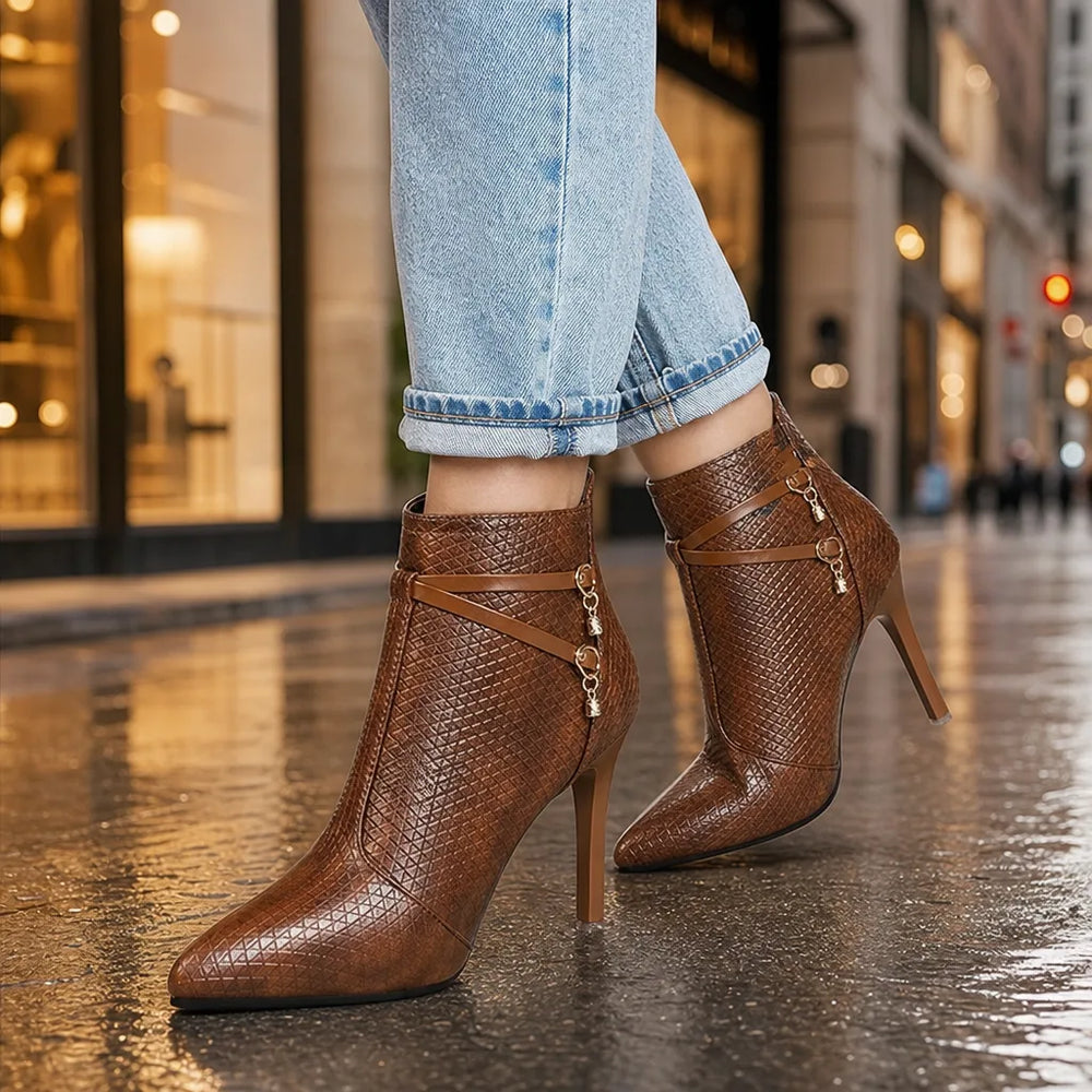 Women's Brown Balfour Rhinestone Ankle Boots