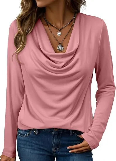 Nettie | Women's Elegant Long Sleeve Blouse - Size:XS;Color:Pink