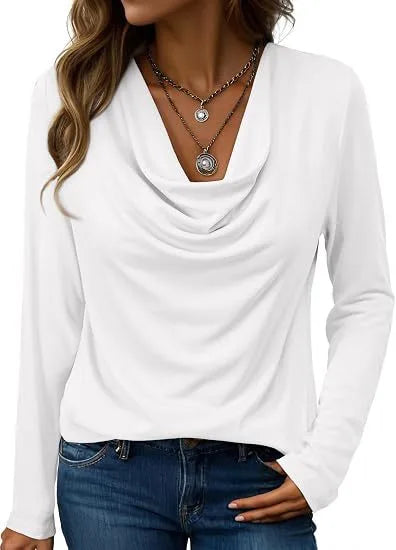 Nettie | Women's Elegant Long Sleeve Blouse - Size:XS;Color:White