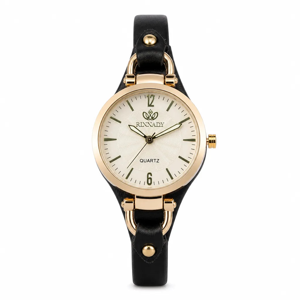 Nevaeh Slim Quartz Watch - Color:Black